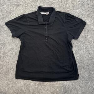 Romans Polo Shirt Womens 1X Black Short Sleeve Classic Cotton Plus Size Top
